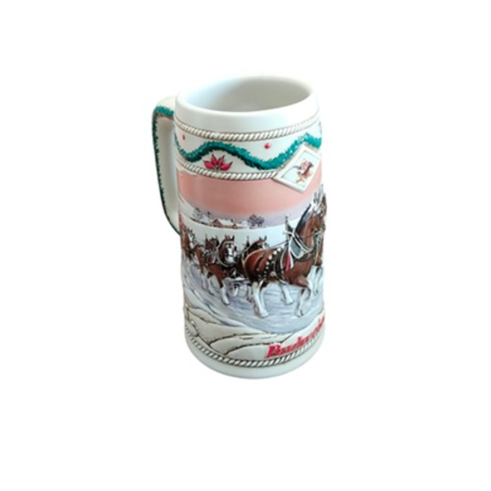 Vintage 1996 Budweiser Holiday Beer Stein American Homestead Ceramarte Relief - Picture 7 of 7